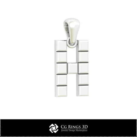 带字母 H 的 3D CAD 吊坠