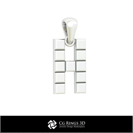 Pendente 3D CAD con lettera H