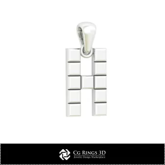 3D-CAD-Anhänger mit Buchstabe H Home, Schmuck 3D CAD, Anhänger 3D CAD, 3D-Buchstaben-Anhänger