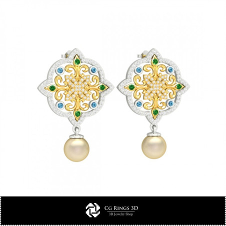 3D Earrings  With Pearls