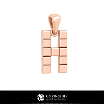 Colgante 3D CAD con letra H Hogar, Joyería 3D CAD, Colgantes 3D CAD, Colgantes de letra 3D
