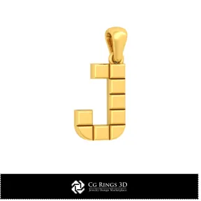 3D CAD Pendant With Letter J Home, Bijoux 3D CAO, Pendentifs 3D CAO, Pendentifs Lettre 3D