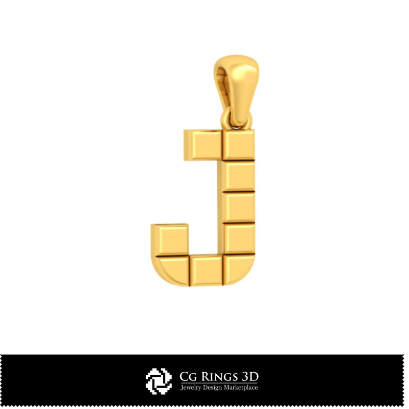 3D CAD Pendant With Letter J