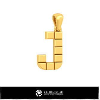 3D CAD Pendant With Letter J Home,  Jewelry 3D CAD, Pendants 3D CAD , 3D Letter Pendants