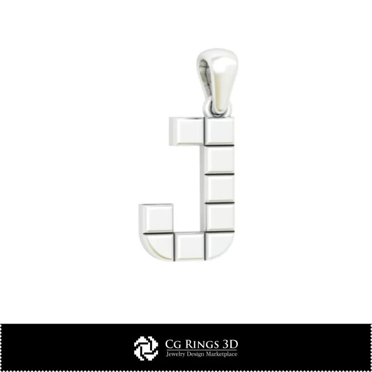 Ciondolo 3D CAD con lettera J