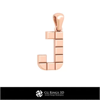 3D CAD Pendant With Letter J Home, Bijuterii 3D , Pandative 3D CAD, Pandativ cu Litere 3D 