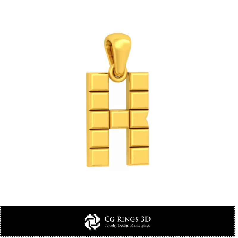 3D CAD Pendant With Letter K Home, Bijoux 3D CAO, Pendentifs 3D CAO, Pendentifs Lettre 3D