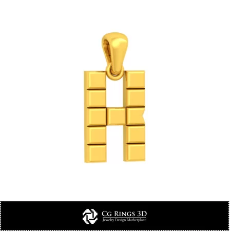 3D CAD Pendant With Letter K Home, Bijuterii 3D , Pandative 3D CAD, Pandativ cu Litere 3D 