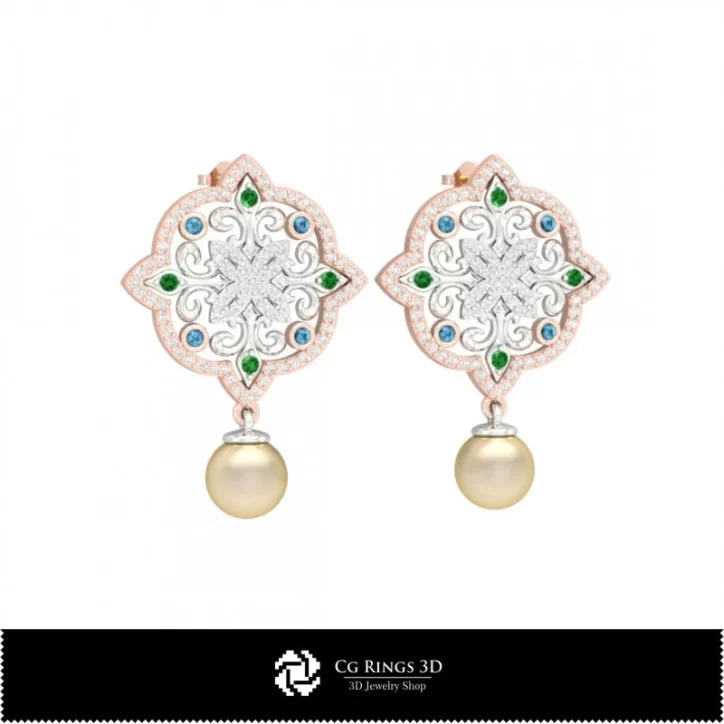 3D Earrings With Pearls