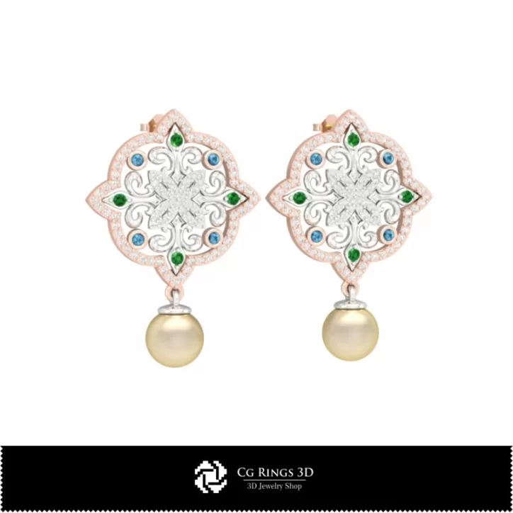 Pendientes 3D con Perlas