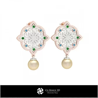 3D Earrings With Pearls Home, Bijoux 3D CAO, Boucles D'oreilles 3D CAO, Boucles D'oreilles en Perles 3D 