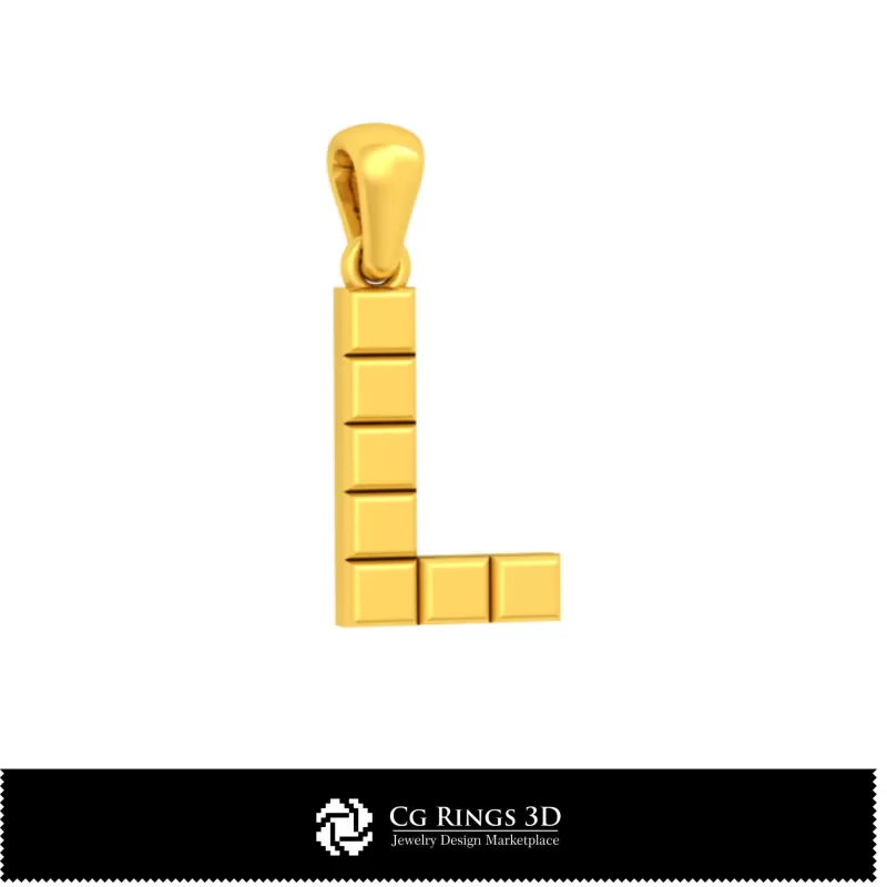 Colgante CAD 3D con letra L Colgante CAD 3D con letra L