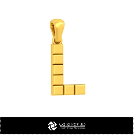 Pandantiv 3D CAD cu litera L pentru acasă, Bijuterii 3D CAD, Pandantive 3D CAD, Pandantive cu litere 3D