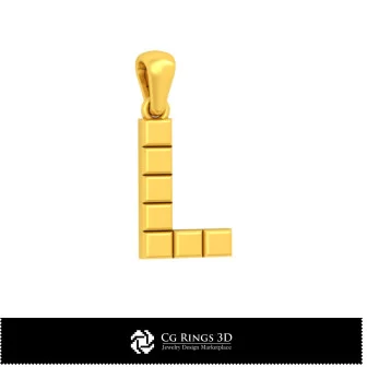 带字母L的3D CAD吊坠，家居，珠宝3D CAD，吊坠3D CAD，3D字母吊坠