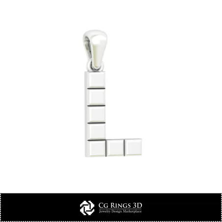 带字母 L 的 3D CAD 吊坠