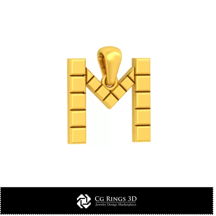 Pendentif 3D CAO avec lettre M