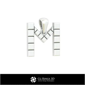 带字母 M 的 3D CAD 吊坠