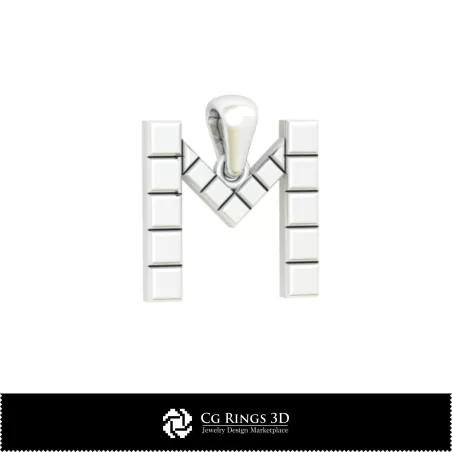 Pendentif 3D CAO avec lettre M