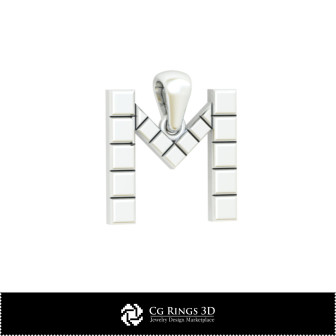 3D CAD Pendant With Letter M Home, Bijoux 3D CAO, Pendentifs 3D CAO, Pendentifs Lettre 3D