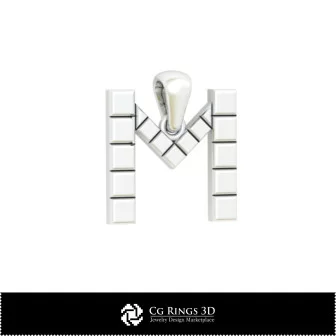 3D CAD Pendant With Letter M Home, Bijuterii 3D , Pandative 3D CAD, Pandativ cu Litere 3D 