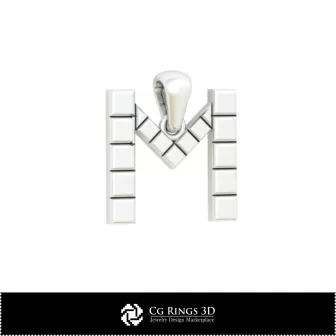 字母 M 家居 3D CAD 吊坠，珠宝 3D CAD，吊坠 3D CAD，3D 字母 吊坠