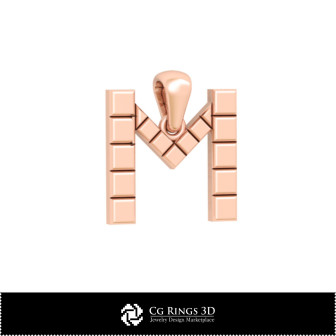 3D CAD Pendant With Letter M Home, Bijuterii 3D , Pandative 3D CAD, Pandativ cu Litere 3D 