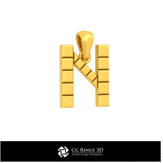 3D-CAD-Anhänger mit Buchstabe N Home, Schmuck 3D-CAD, Anhänger 3D-CAD, 3D-Buchstaben-Anhänger