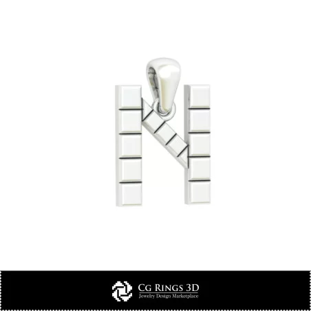 Colgante CAD 3D con letra N