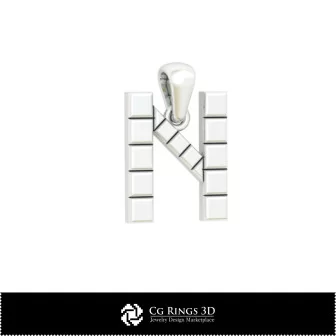 Ciondolo 3D CAD con lettera N Casa, Gioielli 3D CAD, Ciondoli 3D CAD, Ciondoli con lettere 3D