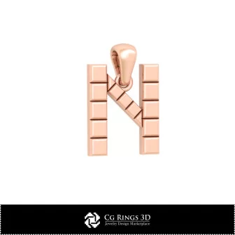 Ciondolo 3D CAD con lettera N Casa, Gioielli 3D CAD, Ciondoli 3D CAD, Ciondoli con lettere 3D