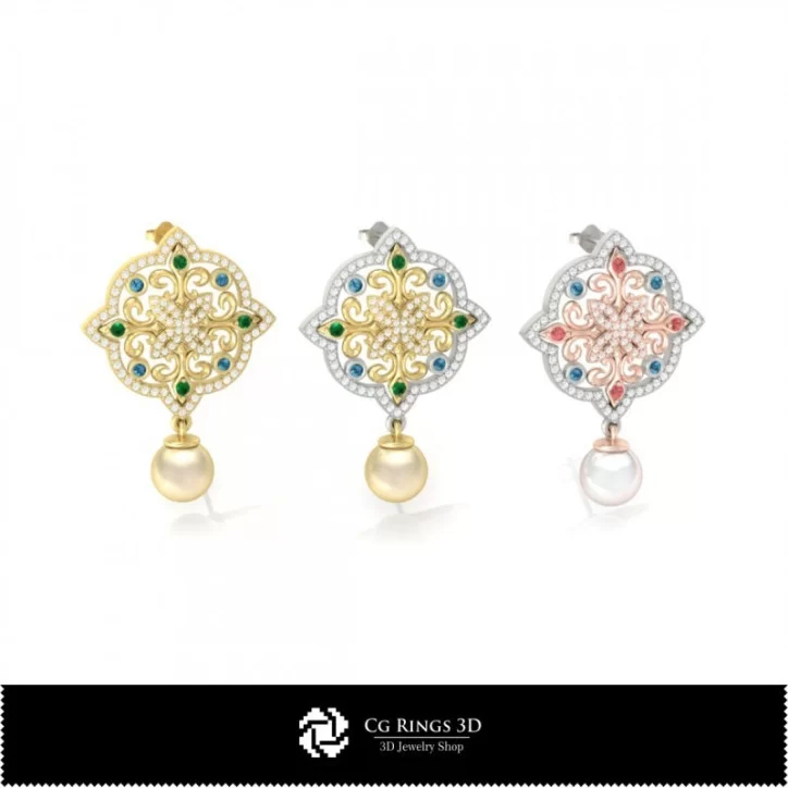 3D Earrings With Pearls