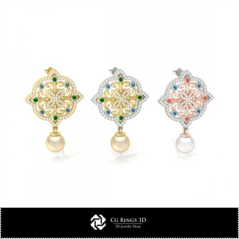 3D Earrings  With Pearls Home, Bijoux 3D CAO, Boucles D'oreilles 3D CAO, Boucles D'oreilles en Perles 3D 
