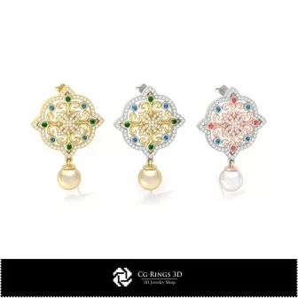 3D Earrings With Pearls Home, Bijoux 3D CAO, Boucles D'oreilles 3D CAO, Boucles D'oreilles en Perles 3D 