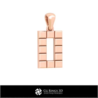 Ciondolo 3D CAD con lettera O Casa, Gioielli 3D CAD, Ciondoli 3D CAD, Ciondoli con lettere 3D