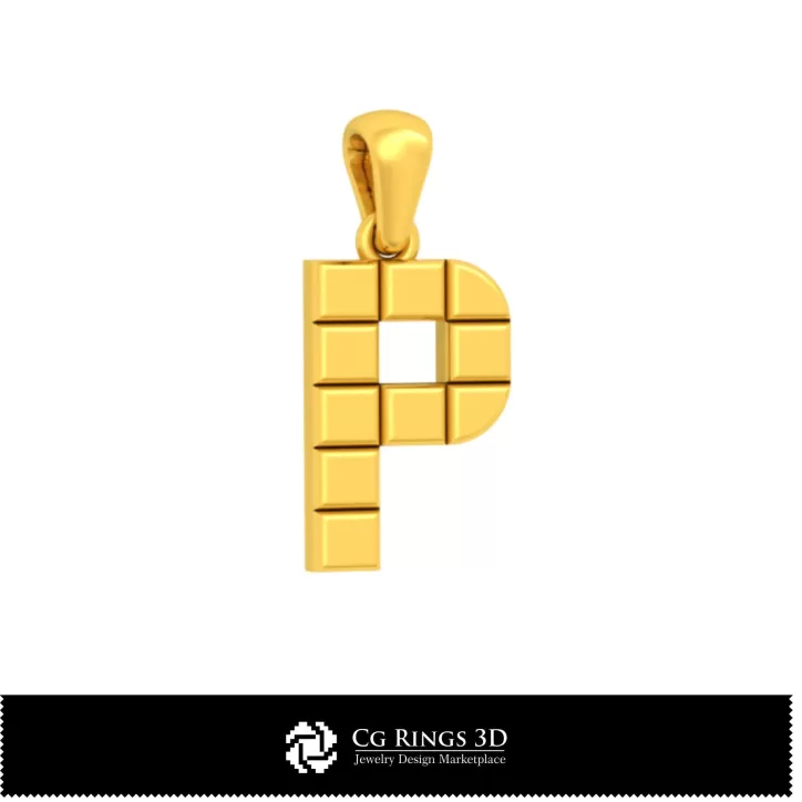 Colgante 3D CAD con la letra P