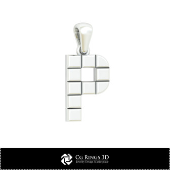 3D CAD Pendant With Letter P Home, Bijoux 3D CAO, Pendentifs 3D CAO, Pendentifs Lettre 3D