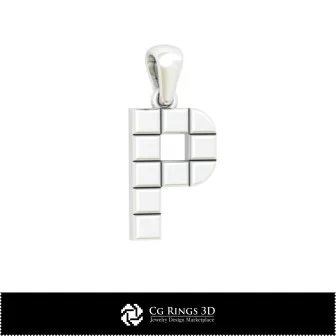 3D CAD Pendant With Letter P Home, Bijoux 3D CAO, Pendentifs 3D CAO, Pendentifs Lettre 3D