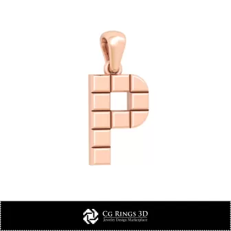 Pendentif 3D CAO avec lettre P Maison, Bijoux 3D CAO, Pendentifs 3D CAO, Pendentifs lettre 3D