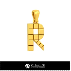 3D CAD Pendant With Letter R Home, Jewelry 3D CAD, Pendants 3D CAD , 3D Letter Pendants