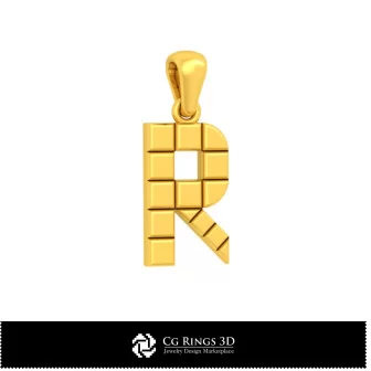 3D CAD Pendant With Letter R Home, Bijoux 3D CAO, Pendentifs 3D CAO, Pendentifs Lettre 3D