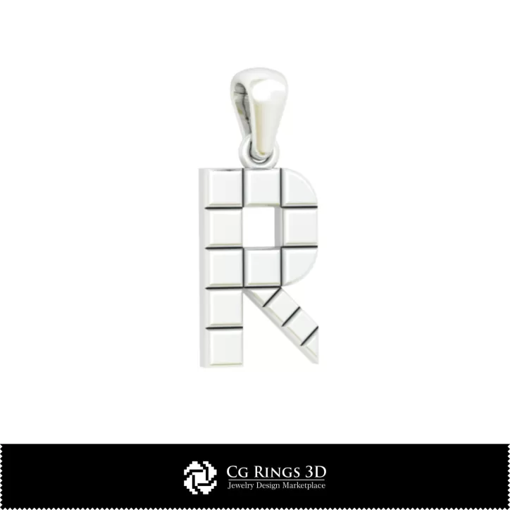 带字母R的3D CAD吊坠 带字母R的3D CAD吊坠