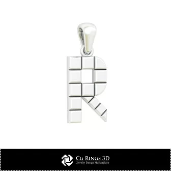 3D CAD Pendant With Letter R Home, Bijoux 3D CAO, Pendentifs 3D CAO, Pendentifs Lettre 3D