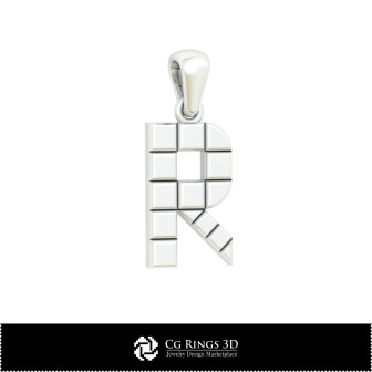 3D CAD Pendant With Letter R Home,  Jewelry 3D CAD, Pendants 3D CAD , 3D Letter Pendants