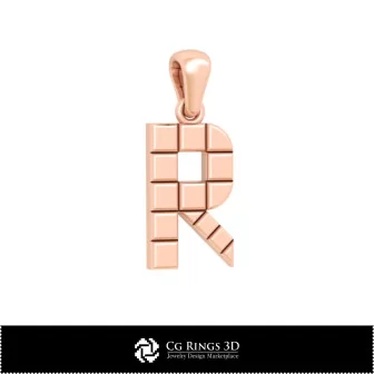 3D CAD Pendant With Letter R Home, Bijuterii 3D , Pandative 3D CAD, Pandativ cu Litere 3D 