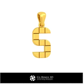 3D CAD Pendant With Letter S Home, Bijoux 3D CAO, Pendentifs 3D CAO, Pendentifs Lettre 3D