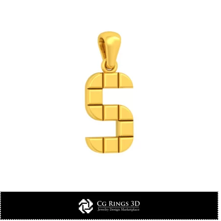 3D CAD Pendant With Letter S Home, Bijuterii 3D , Pandative 3D CAD, Pandativ cu Litere 3D 