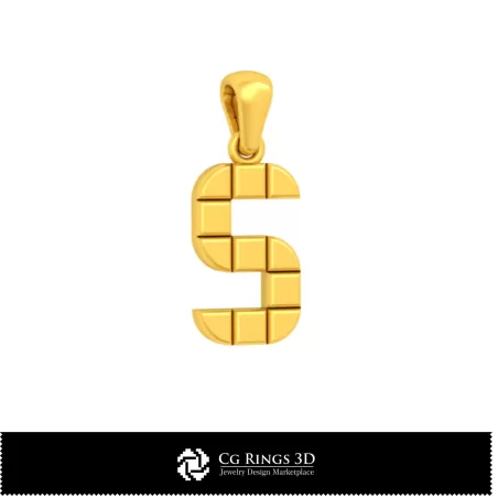 Pendentif 3D CAO avec lettre S Maison, Bijoux 3D CAO, Pendentifs 3D CAO, Pendentifs lettre 3D