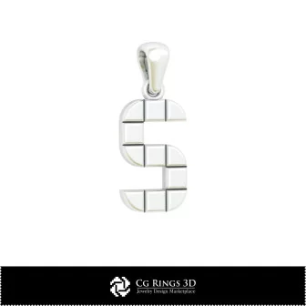 3D CAD Pendant With Letter S Home, Bijoux 3D CAO, Pendentifs 3D CAO, Pendentifs Lettre 3D