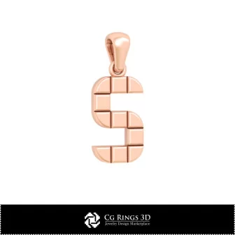 3D CAD Pendant With Letter S Home, Bijoux 3D CAO, Pendentifs 3D CAO, Pendentifs Lettre 3D