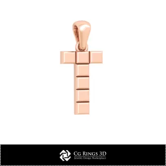 带字母T家居的3D CAD吊坠，珠宝3D CAD，吊坠3D CAD，3D字母吊坠